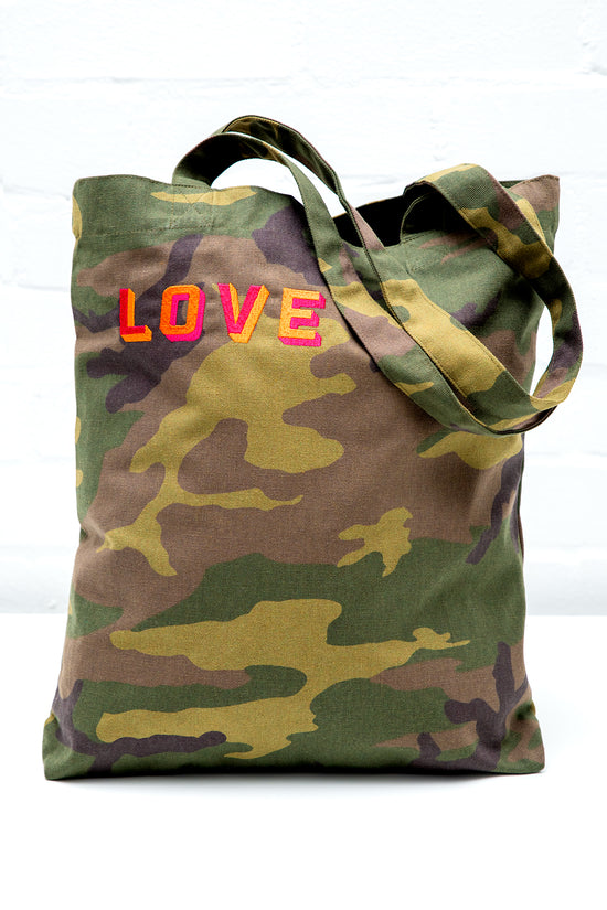 LOVE Camo Tote Bag by Mina & The Moon